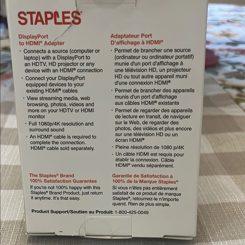 Staples White DisplayPort to HDMI Adapter
